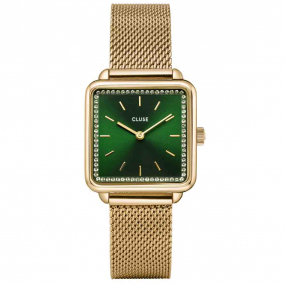 Ttragone Watch Mesh stones Green, Gold Colour  - 28 mm - CW10309