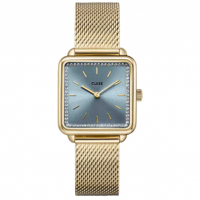 Cluse - Watch Mesh stones Light Blue, Gold Colour  - 28 mm - CW10310