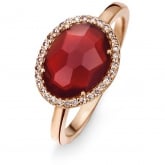 Bague Agate Rouge diamants bruns - One More - Stomboli