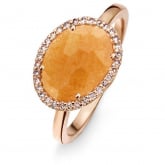 Bague Avanturine Orange et diamants bruns - One More - Stomboli