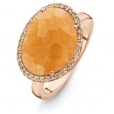 Bague Avanturine Orange et diamants bruns - One More - Stomboli