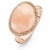 Bague Avanturine Rose et diamants bruns - One More - Stomboli