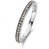 Bague Ischia Basics, diamants bruns sur or blanc