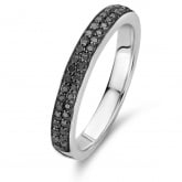 Bague Ischia Basics, diamants noirs sur or blanc