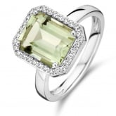 Bague One More Prasiolite et diamants sur or blanc