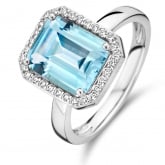 Bague One More topaze Sky Blue et diamants sur or blanc 