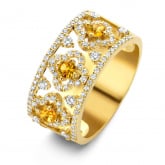 Bague Salina, saphir jaune et diamants sur or jaune