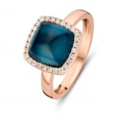 Bague topaze London Blue sur nacre et diamants One More - Pantelleria