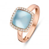 Bague topaze Swiss Blue sur nacre et diamants One More - Pantelleria