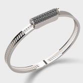 Bracelet Jonc Unknow Brand Love Affair Diamants Noirs - Or Blanc