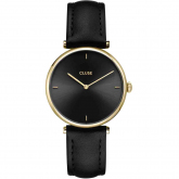 Cluse Triomphe Watch Leather, Black, Gold colour 