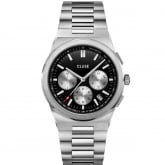 Cluse Vigoureux Chrono Steel Silver and Black, Silver Colour 