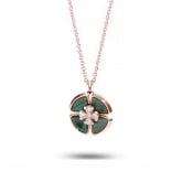 Collier Ptales Diamants et Malachite