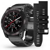 Garmin Fenix 7X Pro  Sapphire Solar Edition-Titane - Carbon Gray DLC avec bracelet titane Gray DLC + bracelet silicone