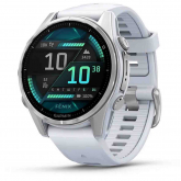 Garmin Fenix 8  43 mm, AMOLED  Acier Silver - bracelet silicone blanc