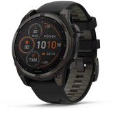 Garmin Fenix 8  47 mm - Solar Sapphire - Titane Carbon Gray DLC - bracelet silicone noir