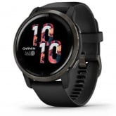 Garmin Venu 2 Lunette Gray - bracelet en silicone noir 