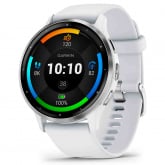 Garmin Venu 3 Lunette Silver - acier inoxydable - bracelet silicone blanc