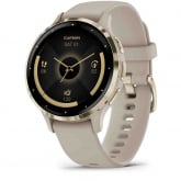 Garmin Venu 3S Lunette acie - Soft Gold - botier et bracelet en silicone lin