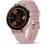 Garmin Venu 3S Lunette acier Soft Gold - botier - bracelet en silicone rose poudr