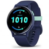 Garmin Vivoactive 5  Boitier bleu marine - lunette aluminium Metallic Blue Gold -bracelet silicone bleu marine