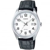 Montre Casio Timeless - Standard - Blanc chiffr & Cuir Noir