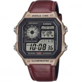 Montre Casio Timeless - WorldTime - Cuir Marron