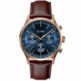 Montre Cluse Anthor Multifunction Leather Blue, Rose Gold Colour