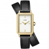 Montre Cluse Fluette Double Leather Black, Gold Colour