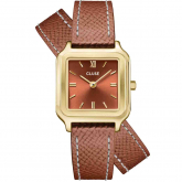 Montre Cluse Gracieuse Petite Watch Double Leather, Nutshell, Gold Colour