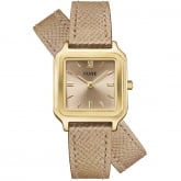 Montre Cluse Gracieuse Petite Watch Double Leather, Nutshell, Gold Colour