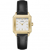 Montre Cluse Gracieuse Petite Watch Leather, Black Lizard, Gold Colour 