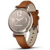 Montre Garmin Lily Classic Cream Gold avec bracelet en cuir camel