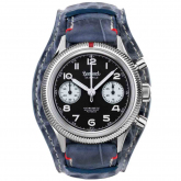 Montre Hanhart 417 ES - 39 mm - Flyback Panda - 1954 - Croco Bleu jean