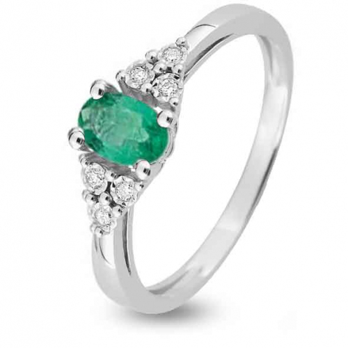 Bague Emeraude en Or Blanc diamant Kaya - MZB17GEB4

