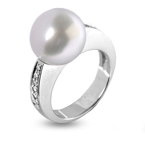 Bague perle blanche 12 mm Yuka