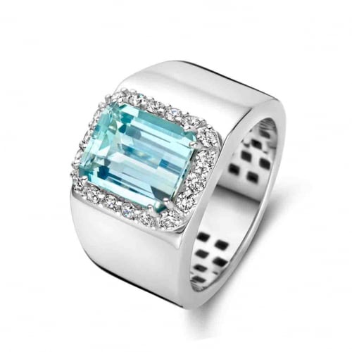 Bague Pierre fine Aigue marine en Or Blanc Alisa