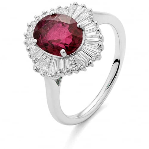 Bague Rubellite et Diamants diamant Or 18 ct - 750/1000 - Manon - RE137
