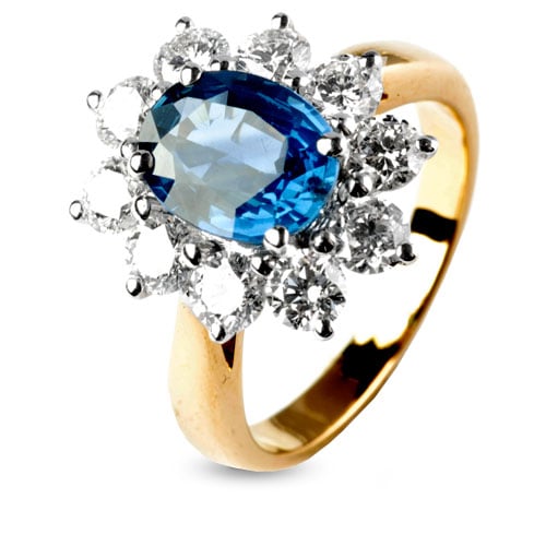 Bague saphir de 2 carats sertie de diamants 1.40 carats en Or Jaune diamant Rosalie -10906-SA
