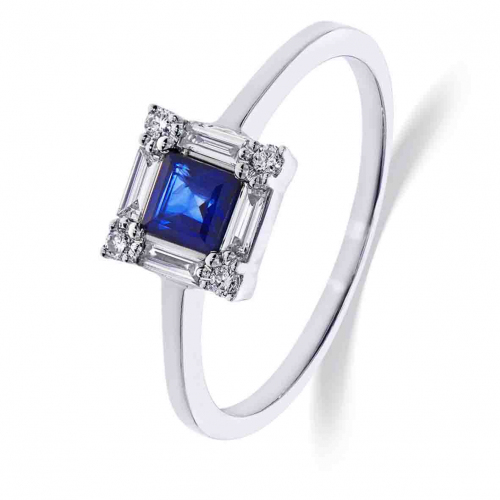 Bague Saphir et Diamants en Or Blanc diamant Nastasia -064435SA
