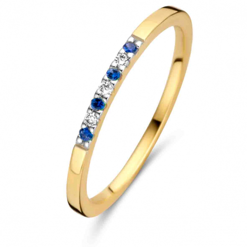 Bague saphir et Diamants en Or Jaune diamant  -062061SA
