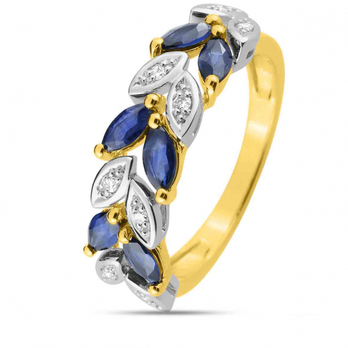 Bague Saphir et Diamants en Or Jaune diamant Alessandra -MBA11BSB4
