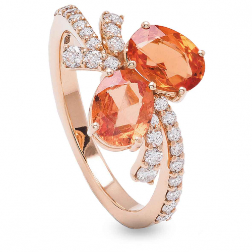 Bague Saphir Padparadscha et Diamants en Or Rose diamant Eugnie -AN3625R/ZAR
