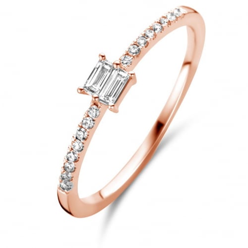 Bague solitaire accompagne Or rose 0.18 ct  - 063406A