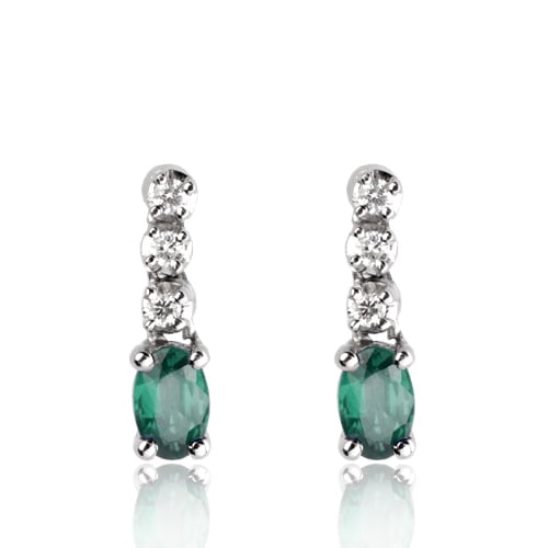 Boucles d'oreille meraude diamant Or Blanc Elsa-BO1151-EM
