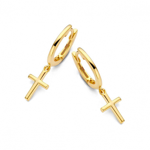 Boucles d'oreilles Argent plaqu or croix - Naiomy - lisabelle