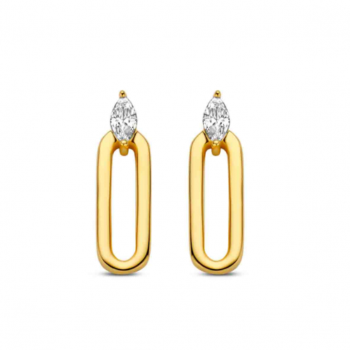 Boucles d'oreilles en argent plaqu or jaune serties d-Oxydes- Naiomy - Ivanna