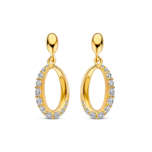 Boucles d'oreilles en argent plaqu or jaune serties d'oxydes - Naiomy - Mareva