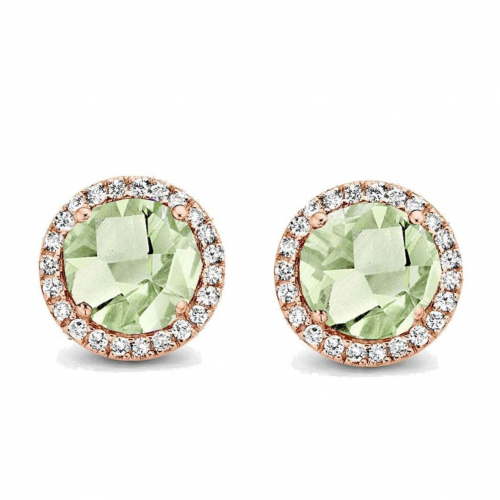 Boucles d'oreilles Prasiolite et diamants - One More - Etna 050514YA
