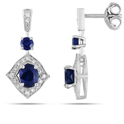 Boucles d'Oreilles Saphir  diamant Or Blanc Camila - MA302GSB4